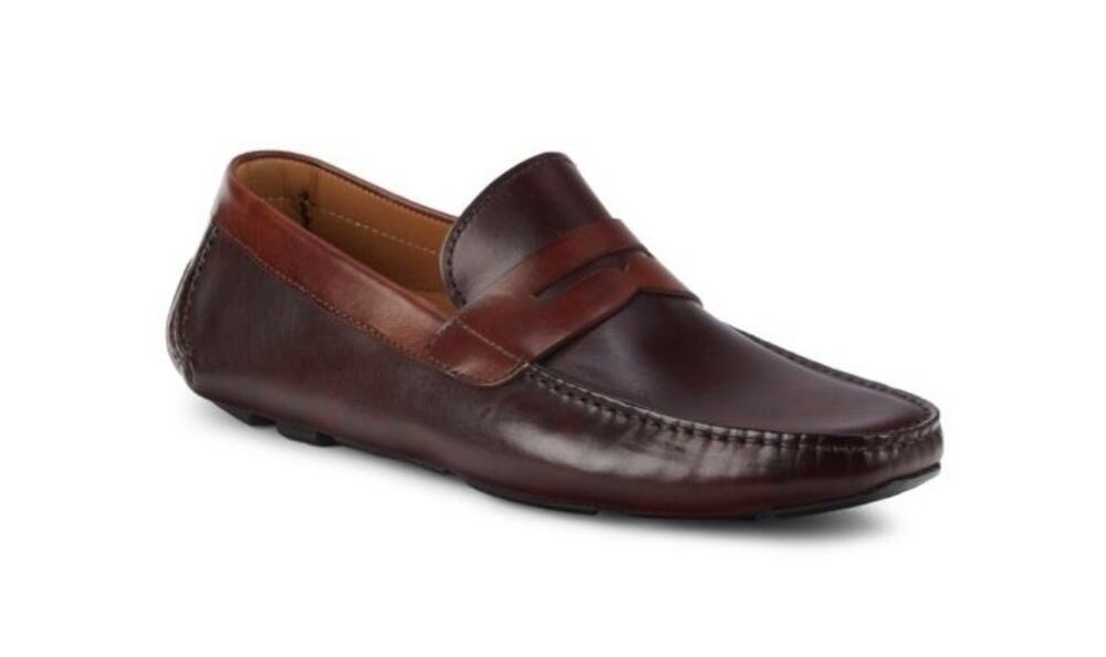 NIB Magnanni Dual-Tone Brown Leather Penny Detailed Drivers 43EU/10US *Sold Out*